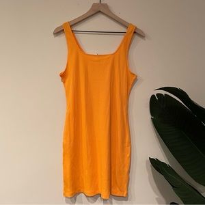 Orange Ribbed Mini Dress